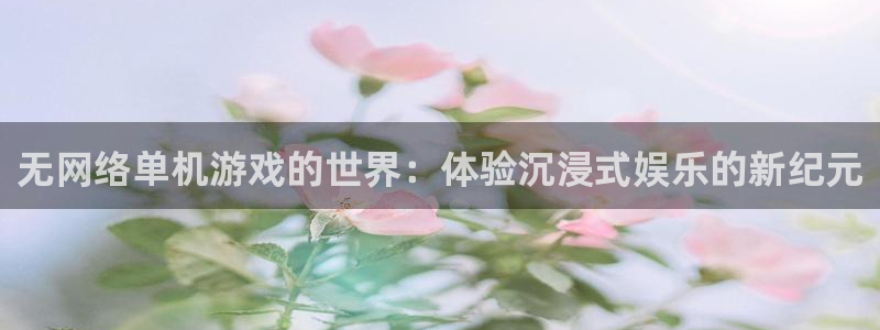 无网络单机游戏的世界：体验沉浸式娱乐的新纪元